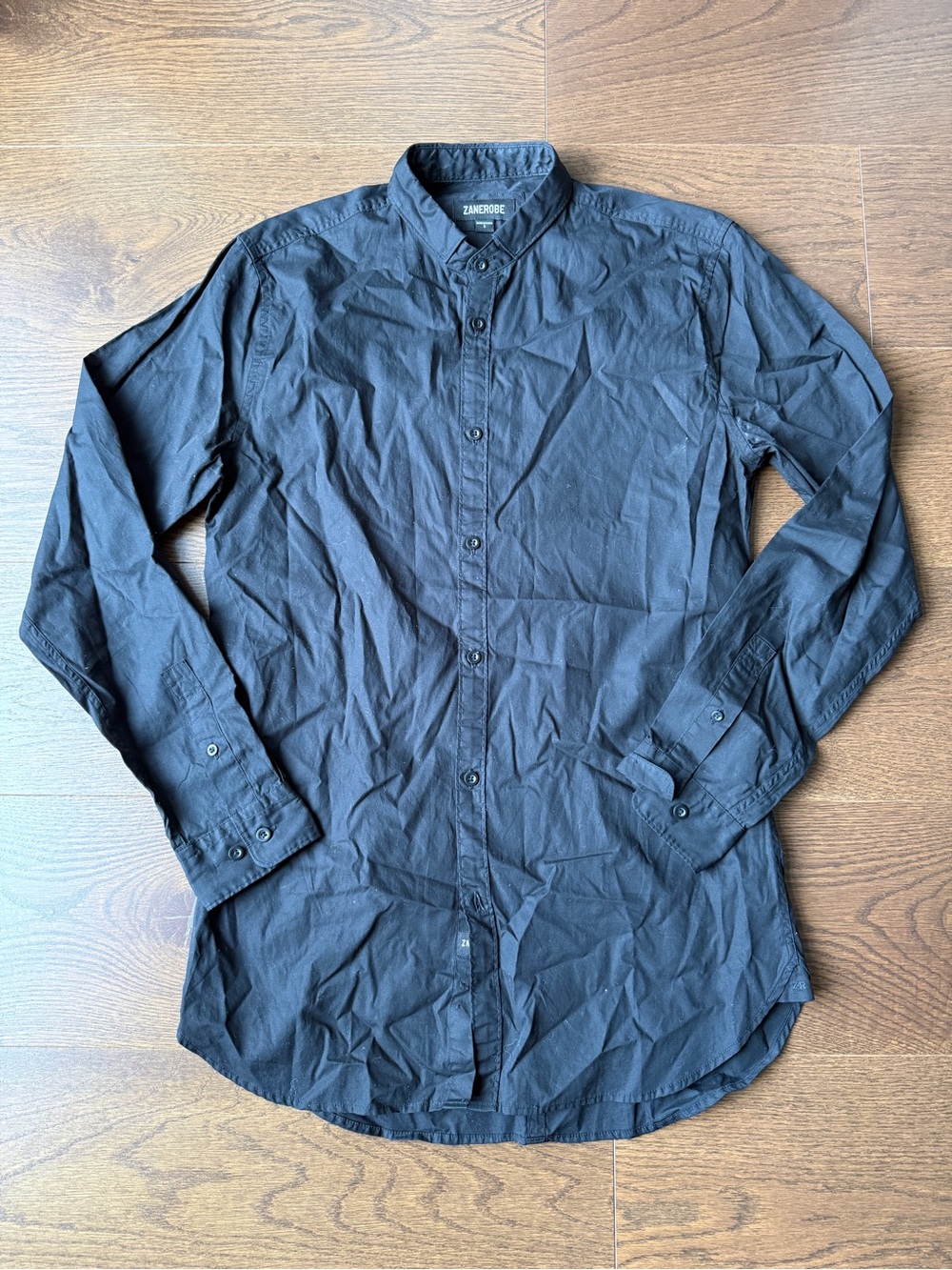 Zanerobe Men’s Black Casual Long-Sleeve Button Down Shirt